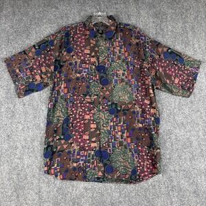 Rare Vintage Shah Safari All Rayon Klimt Abstract Pattern Shirt Large Qatar